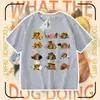 2026 Ropa para Perro Mi Cuchillo y Escudo Camiseta de Algodón Puro Manga Corta Shiba Inu Divertido Paquete de Emoticonos Abstractos Top para Niños y Adolescentes
