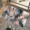 Alfombra de Piso de Franela Impresa Moderna con Textura Fluida de Ágata Chapada en Oro de Tono Azul de Lujo Ligero Transfronteriza Decoración de Alfombra para el Hogar