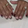 Manicura Borgoña Otoño e Invierno Uñas Portátiles Venta Caliente Transfronteriza Piezas de Uñas con Puntos Blancos Uñas Cuadradas Cortas Uñas Postizas