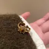Anel Vintage de Girassol com Pedra Olho de Tigre para Mulheres, Toque de Luxo Leve de Alta Qualidade, Anel Ajustável para Dedo Indicador, Anel com Design Retro de Nicho