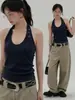 Impresionante camisola estilo coreano con cuello halter para mujer, top de verano sin mangas de cuello en U ajustado con un toque único de alta gama para un look sexy