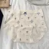 "Little Bear Gummy" 10A Renda Antibacteriana Algodão Puro Calcinhas para Meninas, Estilo Acadêmico, Gancho Estendido, Cuecas de Algodão para Bebê