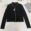 Foto Real Anel Quadrado Estilo Coreano Zíper Gola Alta Meia Suéter de Malha Feminino Outono e Inverno Cardigã com Zíper Camisa Base de Malha Grossa