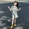 Conjunto de Ropa de Verano para Niñas, Conjunto Casual de Dos Piezas Súper Elegante y a la Moda para Niños, Moderno y Ligero para Niños Mayores