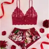 Conjunto de lencería sexy transfronterizo europeo y americano para Amazon y AliExpress, sujetador de encaje seductor transparente y falda corta para coquetear