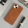 Funda Oficial de Cuero Liso con Textura TPU para Teléfono Móvil Adecuada para Apple 1615Promax Delgada Círculo Magnético Anti-Caída Cubierta Protectora