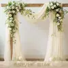Cortina de Gasa Blanca Arco de Boda Escena Arreglo Atmósfera Red de Hilo Sitio de Propuesta Techo de Boda Decoración Gasa Blanca