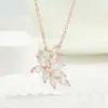 Collar Popular Transfronterizo, Colgante de Zirconia con Hoja de Lujo Ligero de Nicho, Adecuado para Novias, Bodas, Fiestas y Viajes Diarios Casuales, Accesorio Transfronterizo
