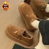 Birkenstocks - Zapatos de algodón para mujer, forrados de vellón para invierno, 2024, nuevo estilo, sin cordones, suela gruesa, con cabeza grande, botas de nieve