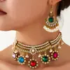 1 Juego de Moda Retro Estilo Étnico de Oriente Medio Diamante Brillante 5 Flores Pequeñas Personalizado Elegante Collar y Pendientes para Mujer Joyería para Mujer