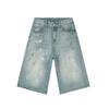 MTLCLOTHES roupas masculinas 2024 verão novo retrô do velho design de respingos de tinta tingimento sujo sete jeans moda