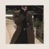 Abrigo de Lana de Lobo del Norte de China para Hombre, Otoño, Corte Holgado, Longitud Media, Gabardina de Lana Casual, Tendencia Estilo Coreano
