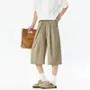 Marca da Moda High-End Calça Reta Listrada de Sete Pontos Unissex Verão 2026 Solta de Pernas Largas Versátil Shorts de Terno