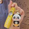 Chaveiro Panda de PVC Pingente para Mochila de Casal Decoração de Chaveiro de Carro Boneca Chaveiro Atacado Laço