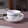 Taza y Platillo de Cerámica Antigua Creativa Juego de Taza y Platillo de Café con Encaje Verde Vintage Taza para el Té de la Tarde en Casa