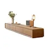 Juego de Mesa de Centro y Mueble de TV de Madera Maciza, Sala de Estar Moderna Minimalista Nórdica, Mueble de TV Ancho de Pie, Lujo Ligero Color Madera Natural