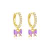 Agulha de Prata S925 Amazon Hot Drop Glue Brincos de Esmalte Roxo Brincos Moda Feminina Conjunto de Brincos Simples Retrô