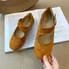 Zapatos Mary Jane de Gamuza Suave Estilo Retro para Mujer 2026 Verano Otoño Fondo Plano Versátiles Hebilla Única con Faldas Zapatos Planos para Mujer