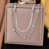 [Collar de Acero de Titanio Dorado + Color Acero] Moda de Lujo Ligero para Mujer El Más Fácil de Combinar Cadena para Clavícula Collar de Amor de Nicho de Gama Alta