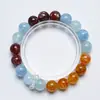 [Cadenas de Azúcar de Color Contrastante] Flor de Pegamento de Cristal Amarillo Natural Pulsera de Aguamarina para Mujer La Más Fácil de Combinar Pulsera de Regalo al por Mayor