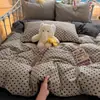 Nuevo juego de sábanas de cuatro piezas, sábana y funda de edredón suaves y acogedoras, juego de tres piezas estilo coreano ins para dormitorio de estudiante, adecuado para todas las estaciones