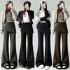 Pantalones de pana con forro polar de dos piezas de aspecto real para mujer Otoño/Invierno 2026 lana de arroz glutinoso cachemir cintura alta pantalones de pierna ancha de lana en capas