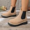 Moda Casual Transfronteriza Europea y Americana Otoño e Invierno Botines Cortos Punta Redonda Moda de Exportación Nueva Tendencia para Mujer Venta al por Mayor Talla Grande