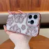Funda de Teléfono de Flor con Incrustaciones de Diamante Galvanizado Adecuada para Apple 18Promax Cubierta Protectora Suave Transparente para iPhone 17 para Mujeres