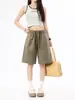 Shorts de Imitación Denim para Mujer, Corte Recto Holgado, Estilo Delgado de Verano, Pantalones de Longitud Media Estilo Hong Kong a la Moda, Pantalones de Cinco Puntos de Marca de Moda