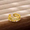 Novo Anel de Dedo Indicador Dourado Vietnamita, Anel Geométrico Simples Vazado Cravejado com Diamantes para Mulheres, Luxo Leve, Joias Transfronteiriças Duradouras