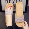 Pantuflas de lino de verano para mujer, para casa, silenciosas, para pareja, para piso de madera, primavera y otoño, absorbentes del sudor, venta al por mayor