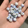 Contas Cerâmicas de Girassol 10mm Contas Soltas Acessórios de Nó Chinês Nº 5 Pulseira Joias DIY Joias de Porcelana Azul e Branca