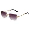 Nuevas Gafas de Sol de Moda Sin Marco Borde Cortado Cuadradas Borde Invertido Patas de Metal Retorcidas Gafas de Sol Estilo Ins Europeo y Americano para Disparos Callejeros