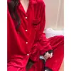 Pijama feminino de veludo para outono e inverno, estilo doce e elegante, com mangas compridas e calças compridas, veludo fino, conjunto quente para casa para meninas