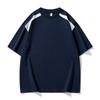 Camiseta de manga corta con contraste de color para hombre, marca de moda de verano, holgada, para adolescentes, estilo americano, top deportivo con diseño de media manga.