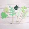 Decoración de Adornos para Pastel de Cumpleaños de Dinosaurio Hojas Verde Bosque Hojas Hojas Bandera Bandera Pancarta Bandera Enchufe