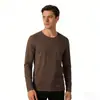 Camisetas Versátiles Cómodas de Cuello Redondo para Hombre Transfronterizas, Transpirables, Suaves y Amigables con la Piel para Primavera y Otoño, Camisetas de Manga Larga para Hombre