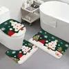 Tapete de Chão de Natal Banheiro Vaso Sanitário Banheiro Absorção de Água Resistente ao Desgaste Conjunto de Três Peças Tapete para Pés Capa de Assento Sanitário Tapete Fácil de Limpar Tapete Decorativo