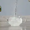 Tetera de Vidrio Resistente al Calor para Infusiones de Borosilicato Alto Tetera de Vidrio con Flor para Uso Doméstico de Pequeña Capacidad con Filtro Interior