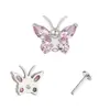 Brincos de Borboleta Marquise em Liga de Titânio F136 Touch-Stone com Zircônia 5A, Piercings Labiais, Piercings de Hélice, Joias para Body Piercing Atacado