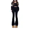 Calça jeans boca de sino preta para mulheres, novo estilo primavera/outono 2026, cintura alta, caimento justo, corte A, calça flare versátil para baixinhas