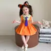 Vestido de Verano 2026 para Niñas, Estilo Conejo Policía, Mangas Volantes, Zorro Pequeño, con Tirantes, Nueva Moda Infantil