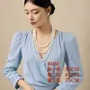 Com colar de pérolas cheongsam multicamadas feminino retrô estilo República da China acessórios joias para retrato foto corrente de suéter
