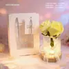 Lâmpada de Flor Rosa Famosa na Internet com Luz de Cristal e Base de Madeira Maciça, Dia dos Namorados, Festival Qixi, Decoração de Aniversário, Presente de Feriado