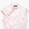 Verano 2026 Nueva Moda Femenina Europea y Americana Transfronteriza Jacquard Satén de Seda Textura Botón Arriba Blusa W085 343902