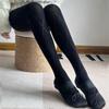 Meias Listradas Versáteis, Meias-Calças Quentes que Valorizam as Pernas, Leggings Pretas Grossas, Meias de Seda Cinza, Estilo Fino de Outono para Mulheres