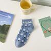 Zhuji 24 Primavera/Verano Nuevos Calcetines de Barco Japoneses con Boca de Burbuja y Flores Pequeñas para Mujer, Retro, Algodón Mori, Calcetines Cortos