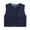 Atacado de Roupas Femininas da Amazon Transfronteiriço 2025 Verão Novo Estilo Calças Largas com Bolso Aba Casual Jeans Colete Top