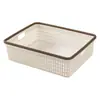 Cesta de armazenamento de mesa de imitação de rattan para uso doméstico, organizador de itens diversos para banheiro, cesta de plástico para lanches na cozinha e sala de estar
