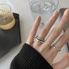 Anillo de Plata Brillante Torcido de Doble Capa de Moda Estilo Coreano para Mujer Estilo Ins Textura Antigua Diseño Nicho Anillo Abierto para Dedo Índice